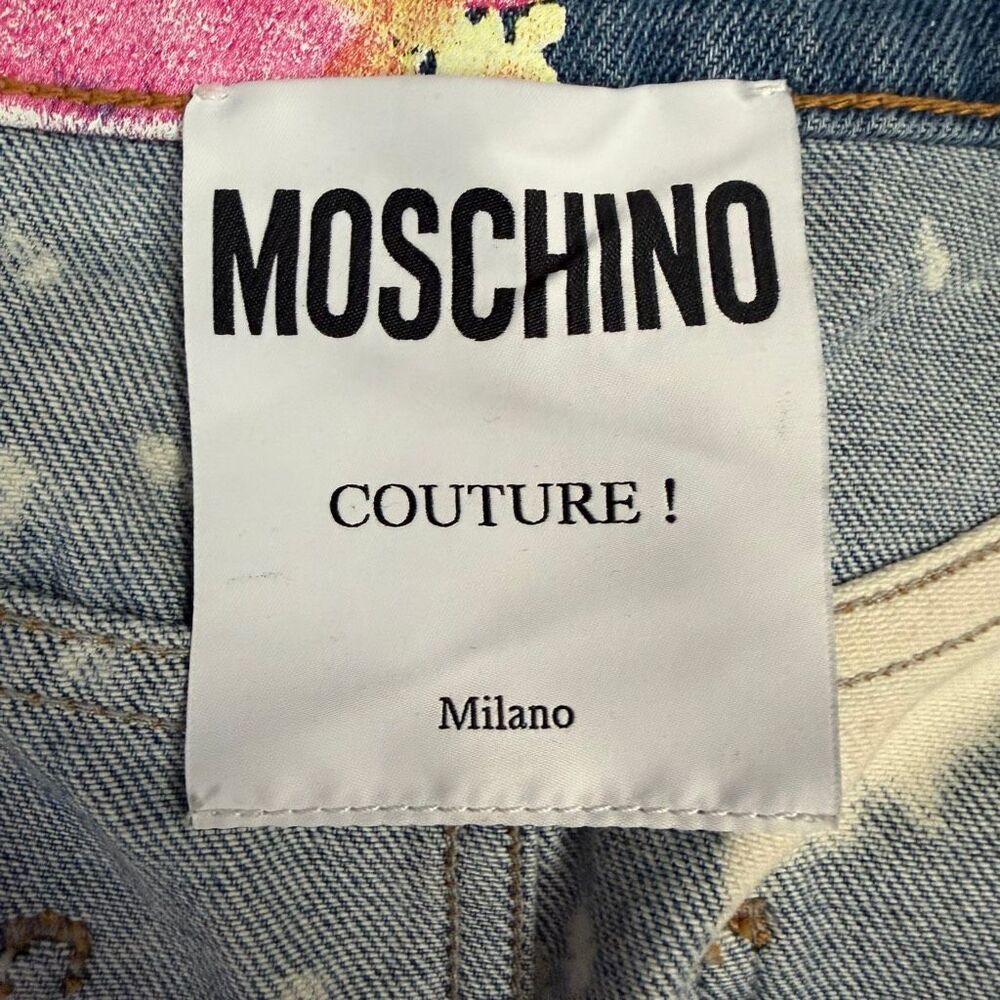 Moschino Couture Hand Painted Denim Skirt Sz 4 Italian Designer High Fashion Art - Picture 4 of 6